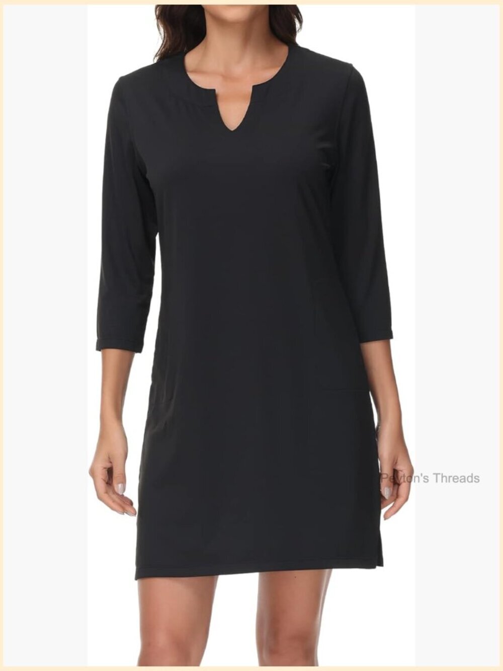 UPF 50+ 3/4 Sleeve Dress with Pockets Quick Dry Casual Sun Dress